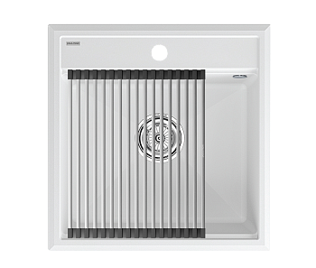 Кухонная мойка + коландер Paulmark PM115051-WH+R375-BS 50х50 цвет белый